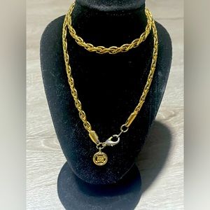 Vintage Gold GIVENCHY Pendant on thick gold rope chain.